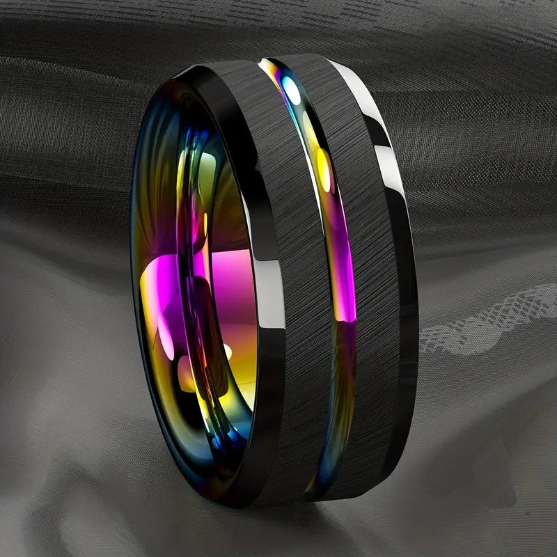 Pride Wedding Band Rainbow Inside 8mm