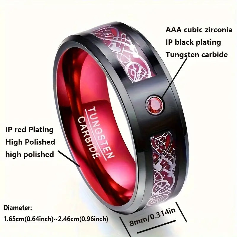 Red Tungsten Ring 8mm
