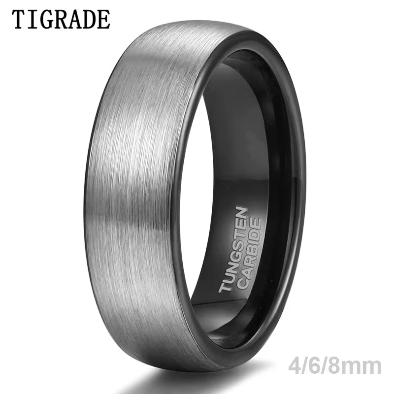 Classic Brushed Tungsten Carbide Wedding Ring for Men - Available in 4/6/8mm Sizes