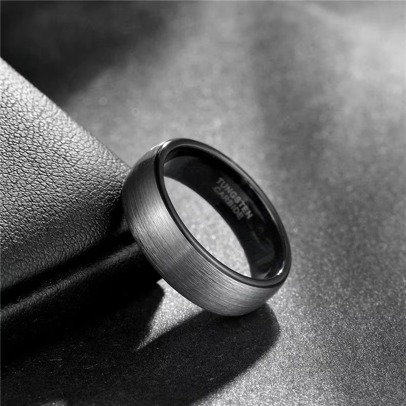 Classic Brushed Tungsten Carbide Wedding Ring for Men - Available in 4/6/8mm Sizes
