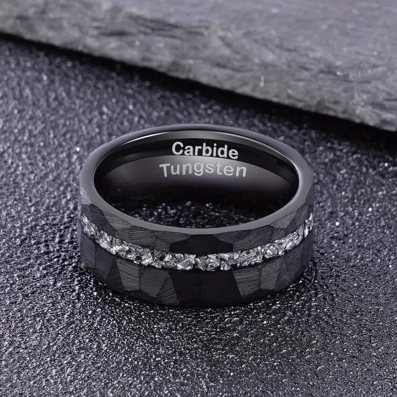 Black Tungsten with Meteorite Inlay 8mm