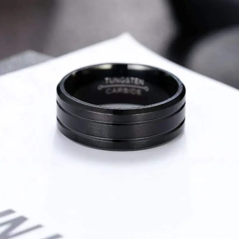 Black Titanium with Silver Stripes 8mm