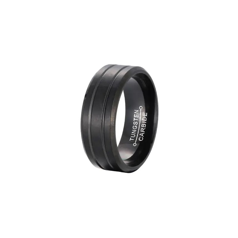 Black Titanium with Silver Stripes 8mm