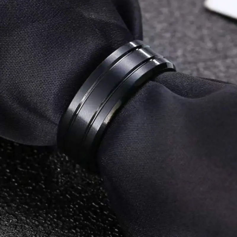 Black Titanium with Silver Stripes 8mm