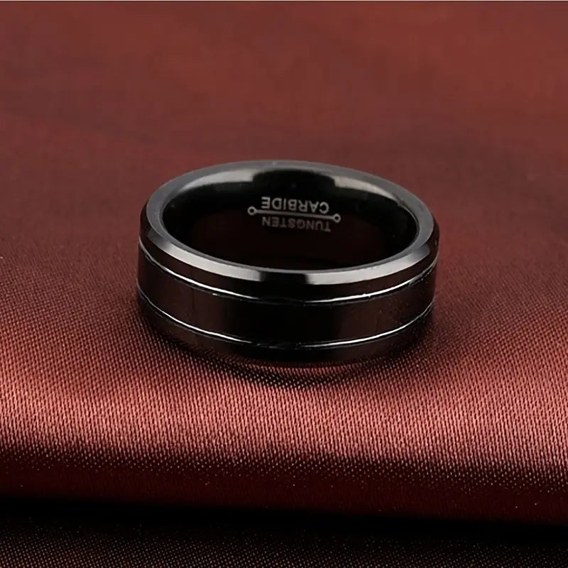 Black Titanium with Silver Stripes 8mm