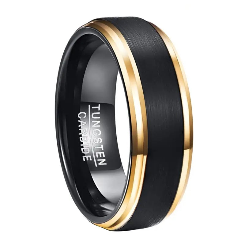 Black Tungsten with Gold color Edges 8mm
