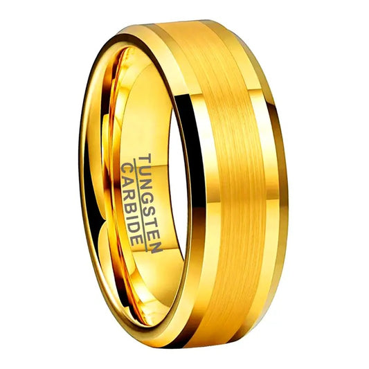 Elegant 8mm Gold-Plated Tungsten Carbide Ring 8mm
