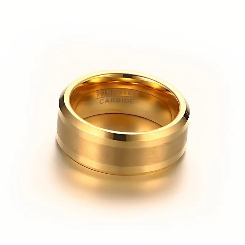 Elegant 8mm Gold-Plated Tungsten Carbide Ring 8mm