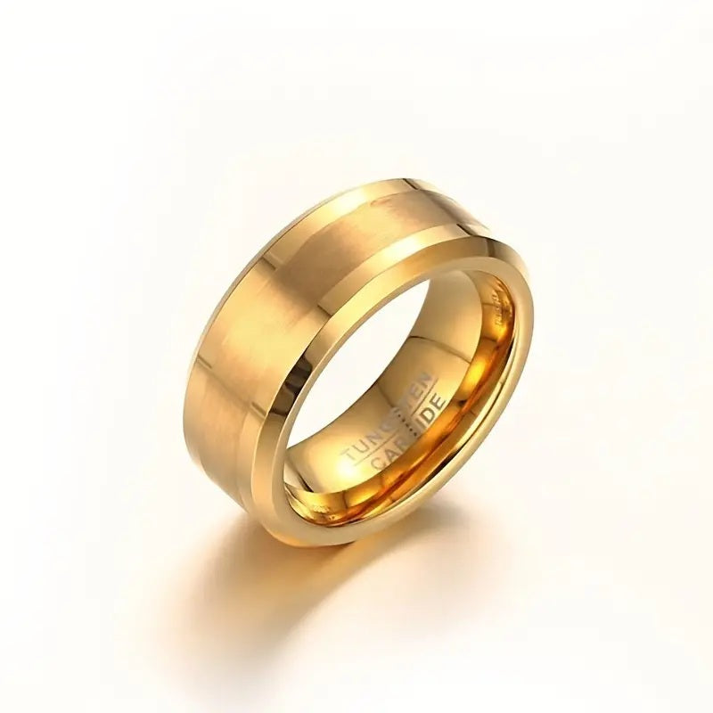 Elegant 8mm Gold-Plated Tungsten Carbide Ring 8mm