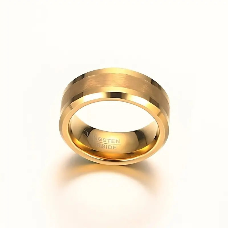 Elegant 8mm Gold-Plated Tungsten Carbide Ring 8mm
