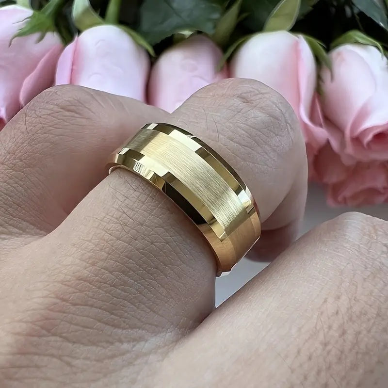 Elegant 8mm Gold-Plated Tungsten Carbide Ring 8mm