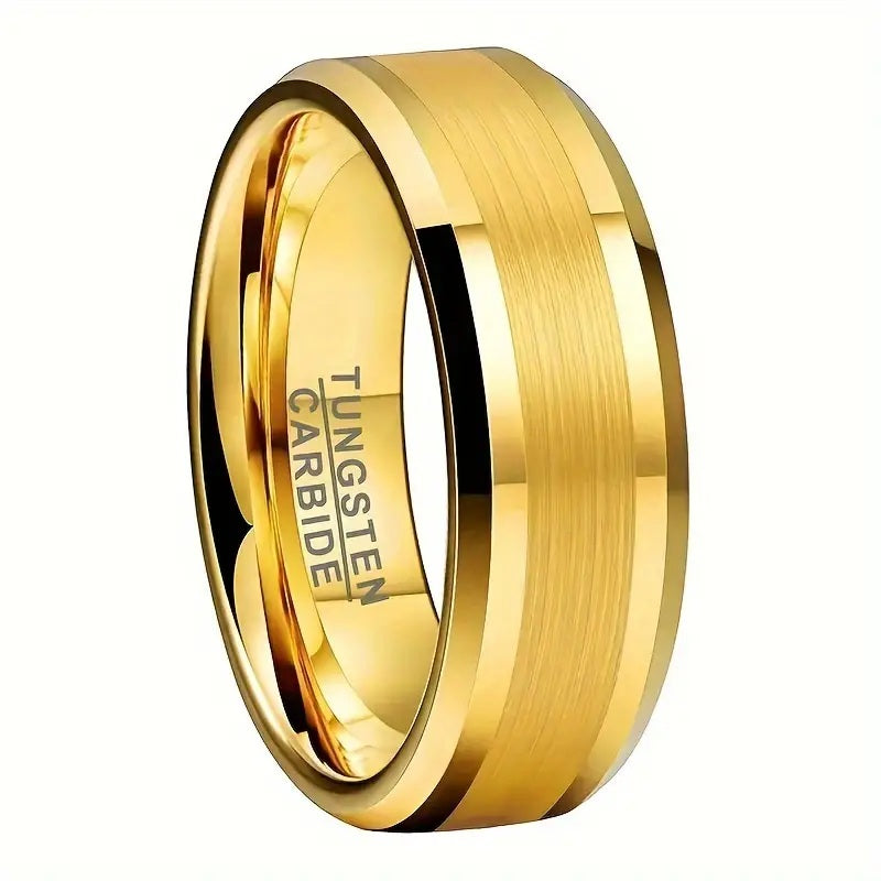 Elegant 8mm Gold-Plated Tungsten Carbide Ring 8mm