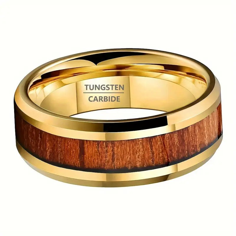 Koa Wood inlaid Tungsten Ring 8mm