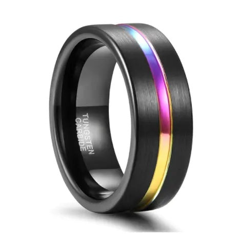 Pride Rainbow Tungsten Ring 9mm