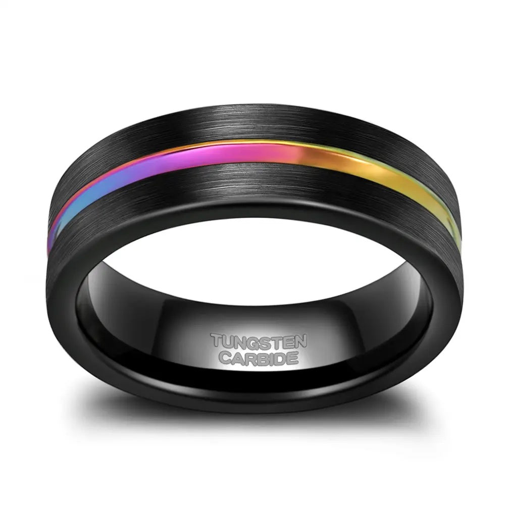 Pride Rainbow Tungsten Ring 9mm