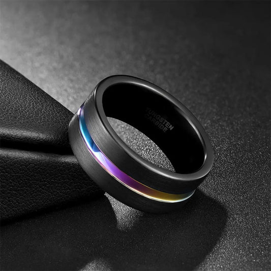 Pride Rainbow Tungsten Ring 9mm