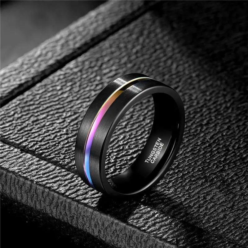 Pride Rainbow Tungsten Ring 9mm