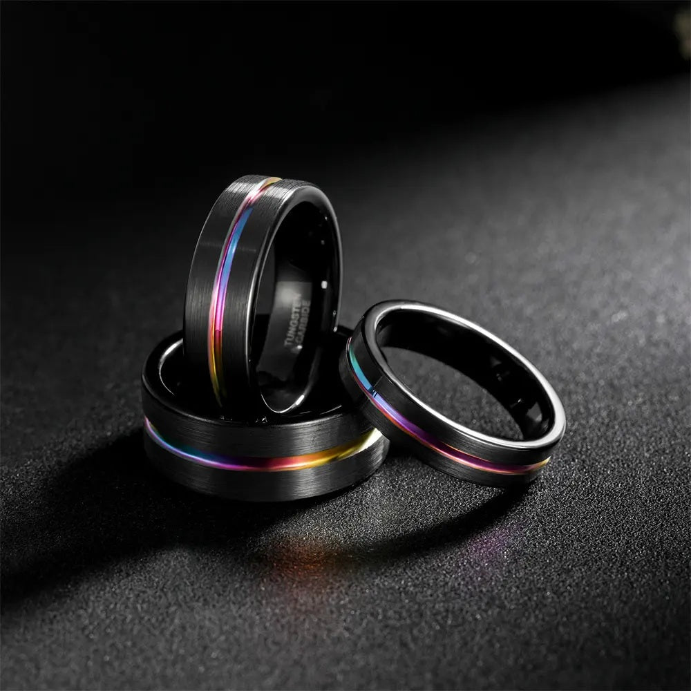 Pride Rainbow Tungsten Ring 9mm