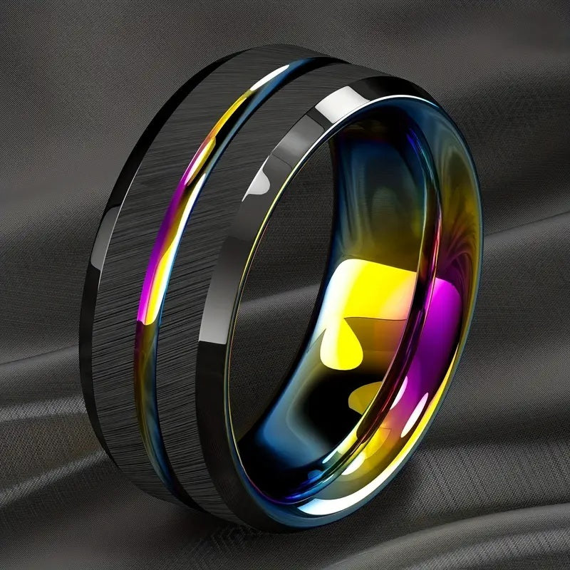 Pride Wedding Band Rainbow Inside 8mm