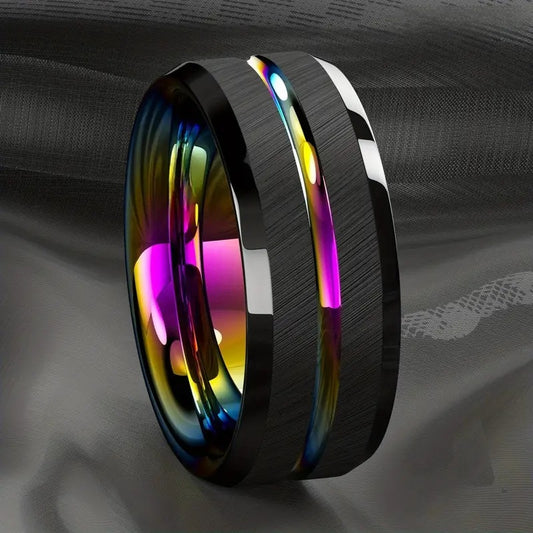 Pride Wedding Band Rainbow Inside 8mm