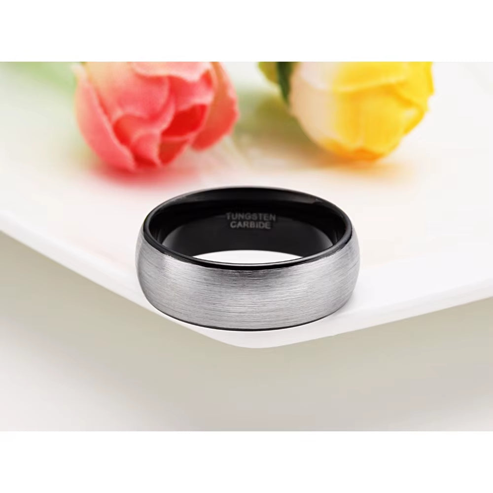 Classic Brushed Tungsten Carbide Wedding Ring for Men - Available in 4/6/8mm Sizes